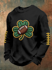 Men's Football Print Waffle Crewneck Sweatshirt