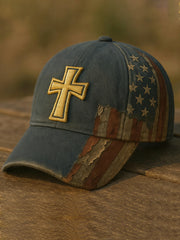 Unisex Faith Cross Flag Design Print Hat