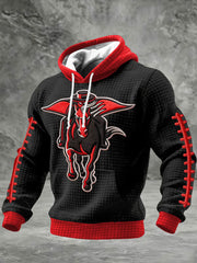 Men's Football Print Checkered Cotton Hoodie