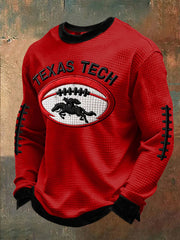 Men's Football Print Waffle Long Sleeve T-Shirt