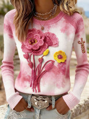 Women's Floral Cross Print Casual Top