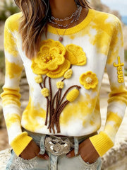 Women's Floral Cross Print Casual Top