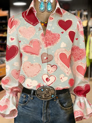 Women's Retro Plants Flowers Art Print Long Sleeve Top