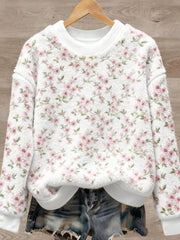 Women's Plants Flowers Art Print Casual Flannel Sweater