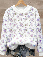 Women's Plants Flowers Art Print Casual Flannel Sweater