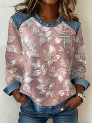 Women's Floral Cross Print Casual Top