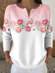 Women's Plants Flowers Print Knit Top