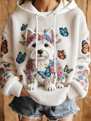 Women's Dog Art Print Casual Hoodie