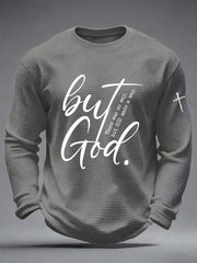 Men's But God Waffle Print Casual T-Shirt