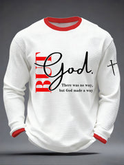 Men's But God Waffle Print Casual T-Shirt