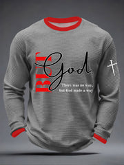 Men's But God Waffle Print Casual T-Shirt