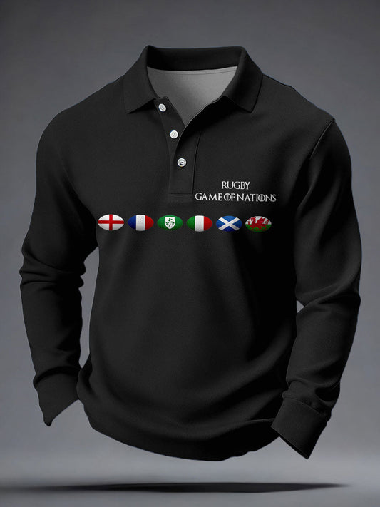 Men's Nations of Rugby Lover Printed Casual Tops