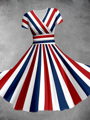 Women's Patriotic Geometric Print Dress