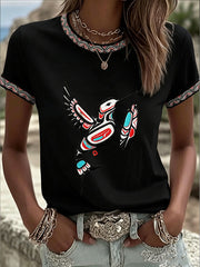 Women's Indigenous Totem Art Casual T-shirt