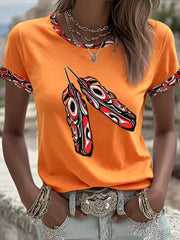 Women's Indigenous Print Casual T-shirt