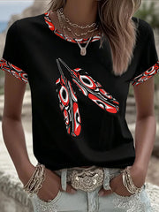 Women's Indigenous Print Casual T-shirt