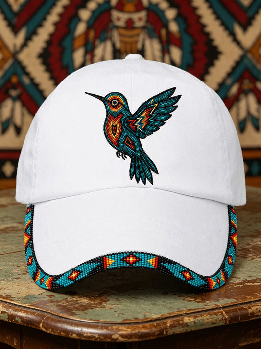 Unisex Indigenous Art Hummingbird Pattern Hat