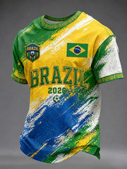 Men's Brazil Football Fan Gift Short Sleeve T-Shirt