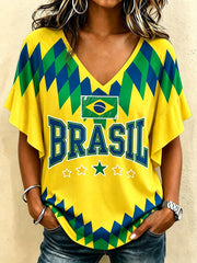 Women's Brazil Soccer Fan Gift Short Sleeve T-Shirt