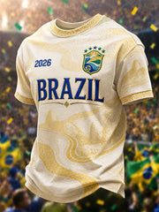 Men's Brazil Football Fan Gift Short Sleeve T-shirt
