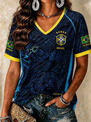 Women's Brazilian Soccer V-Neck T-Shirts