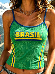 Women's football element plant print casual vest