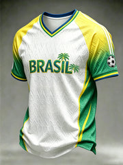 Men's football element plant print casual sports T-shirt