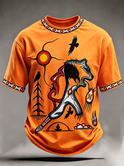 Men's Indigenous Art Print Casual T-Shirt