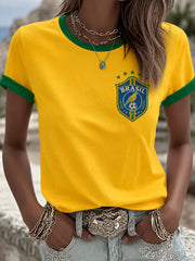 Women's Gift For Football Fans Print Casual Short Sleeve T-shirt