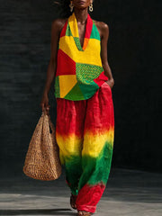 Women's Africa Art Cotton Linen Set