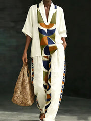Women's African Art Cotton Linen Set