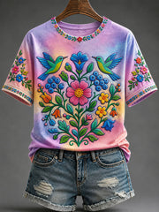 Women's Native Floral Print Casual T-Shirt