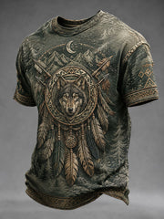 Men's Indigenous Art Print Casual T-shirt