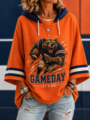 Women’s Football Gameday Gift For Football Fans Casual 3/4 Sleeve Hoodie