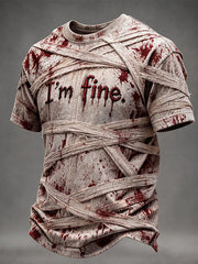 Men's "I'm Fine" Halloween Bloody Mummy Casual T-Shirt