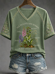 Women's "All Plants Are Edible Some Only Once" Floral Print Casual T-shirt
