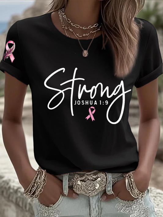 Women's Breast Cancer Survivor Strong Pink Ribbon T-shirt