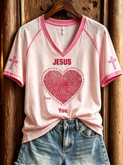 Women's faith-themed fun slogan pattern printed casual short-sleeve T-shirt