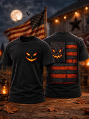 Men's Halloween Pumpkin Ghost Face Art Short Sleeve T-shirt