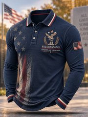 Men's U.S. Veterans Day Printed long sleeve polo