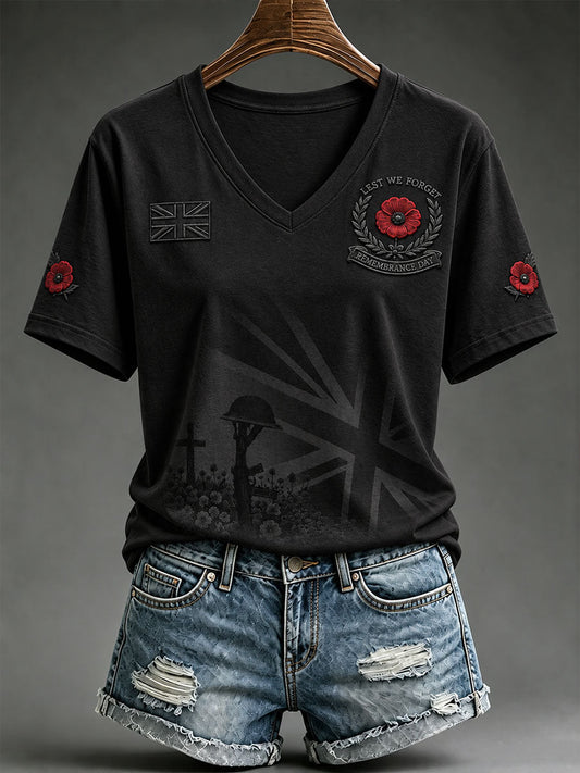 Women's Lest We Forget Print Short-sleeved T-shirt