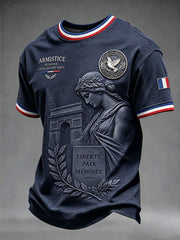Men's French Armistice Day Commemorative Printed T-shirt