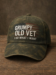 Unisex Grumpy Old Vet I Do What I Want US Flag Camouflage Hat