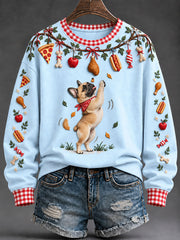 Women's "Every Pet’s Thanksgiving Dream" French Bulldog Print Casual Sweatshirt