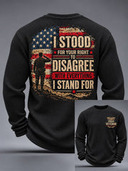 Men's U.S. Veterans Day Print Casual Waffle Long Sleeve T-Shirt