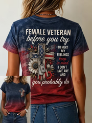 Women's U.S. Veterans Day Printed short-sleeved T-shirt