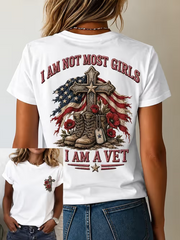 Women's U.S. Veterans Day Printed short-sleeved T-shirt