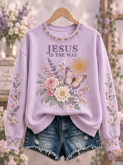 Women's Faith-themed scripture and floral print Regular Sweatshirt
