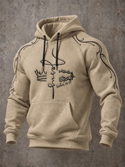 Men's "Jesus Is King" Print Casual Raglan Hoodie