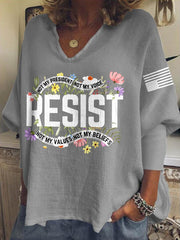 V-neck Retro Resist Not My President, Not My Voice, Not My Values, Not My Beliefs Print T-shirt